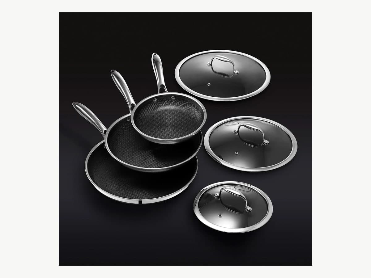 Hybrid Fry Pan Set with Lids, 6pc